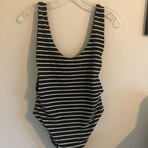 striped one piece swim suit